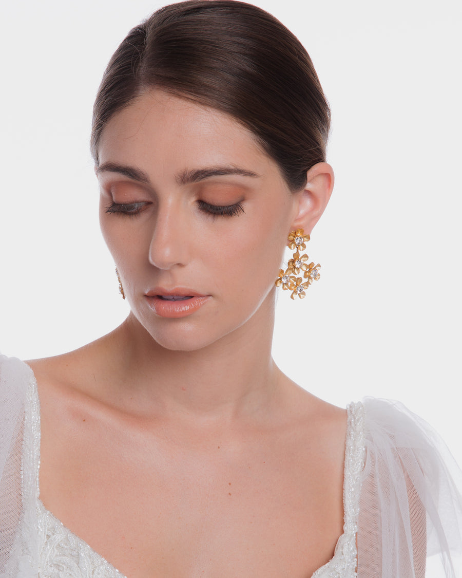 Nikki Witt statement flower bridal earrings