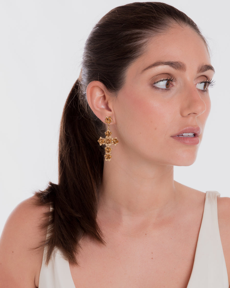 Nikki Witt gold cross earrings australia