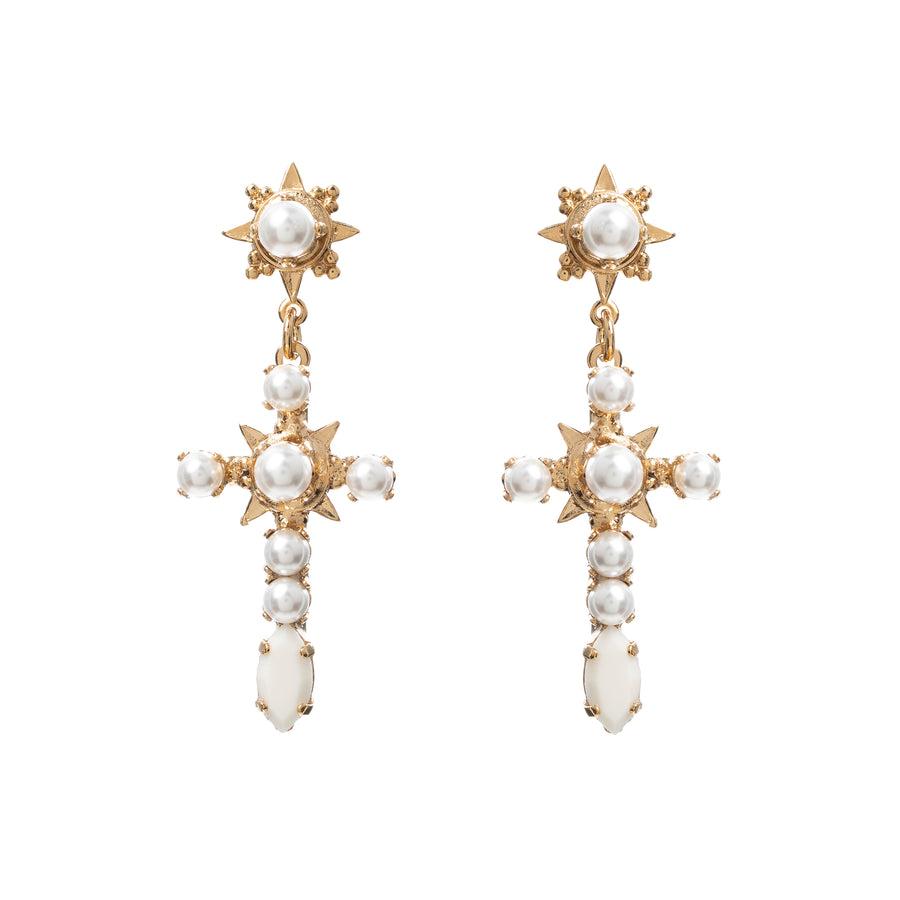 Pearl cross earrings made in Australia