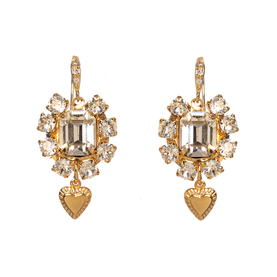 Swarovski crystal and gold bridal earrings