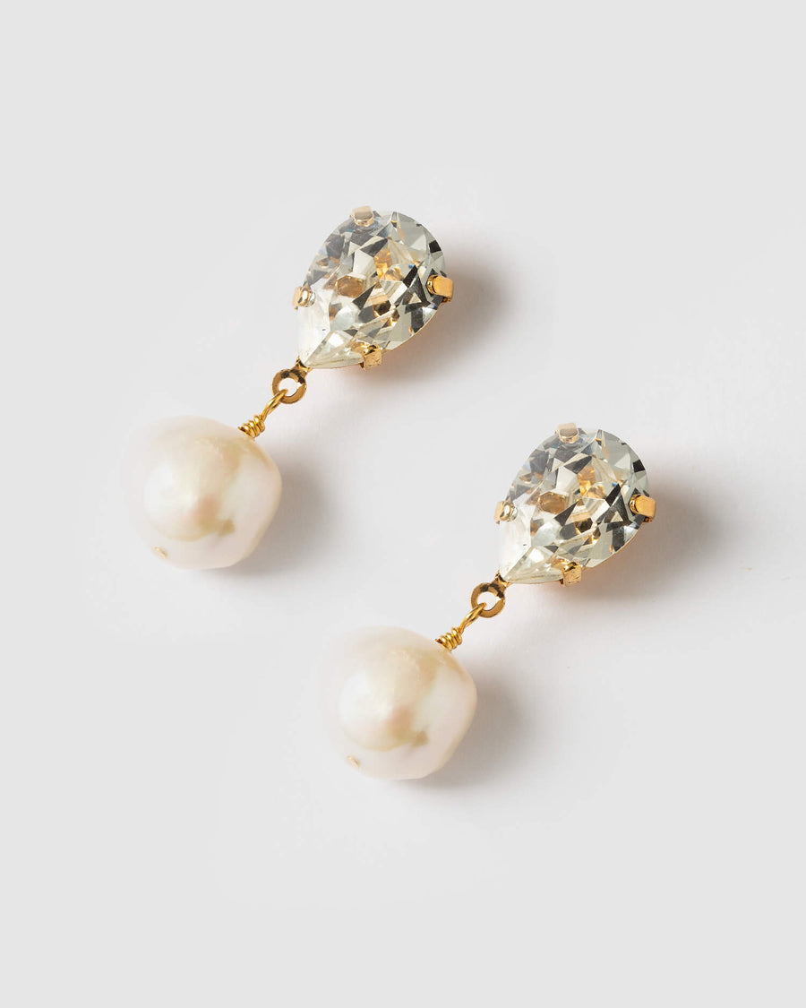 Nikki Witt classic crystal and pearl bridal earrings