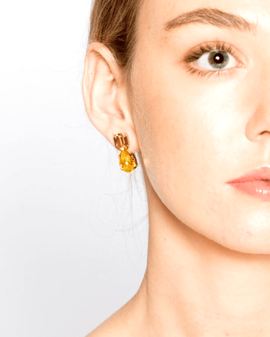 Simple Swarovski crystal earring topaz and yellow