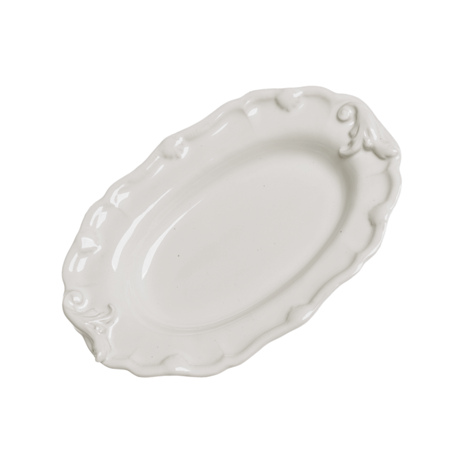 white oval ceramic platter