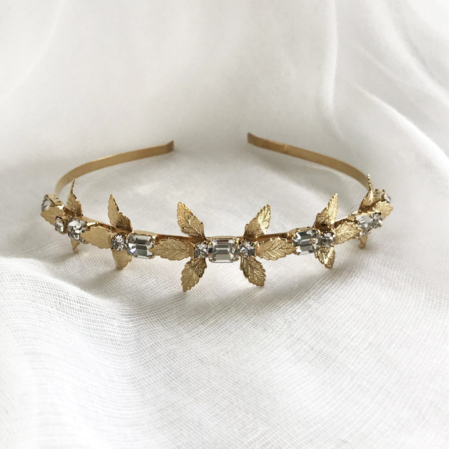 Gold bridal headband with crystals Australia