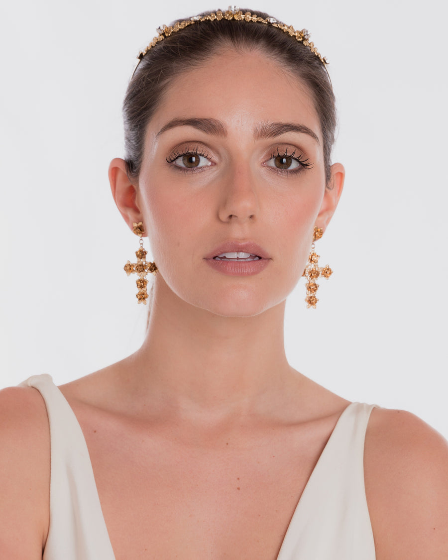Nikki Witt statement cross earrings