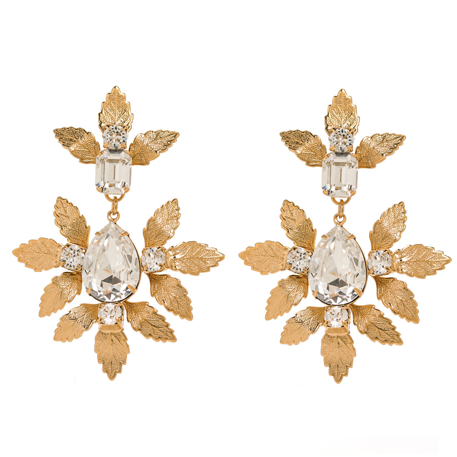Statement Swarovski crystal and gold earrings made in Australia