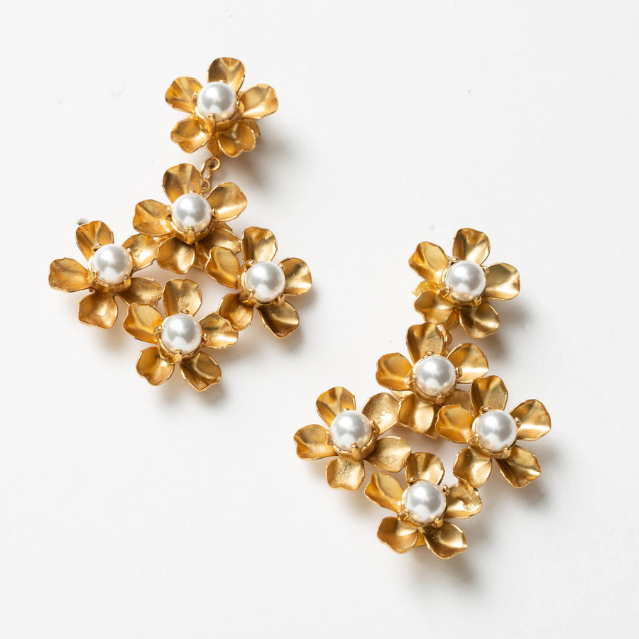 Nikki Witt Ava pearl statement flower earrings