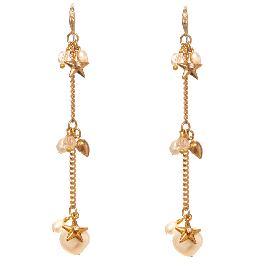 Pearl and gold drop earrings