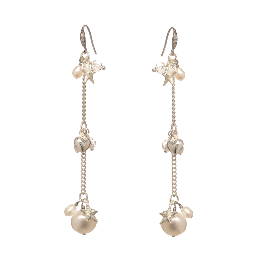 Pearl and silver drop earrings made in Australia