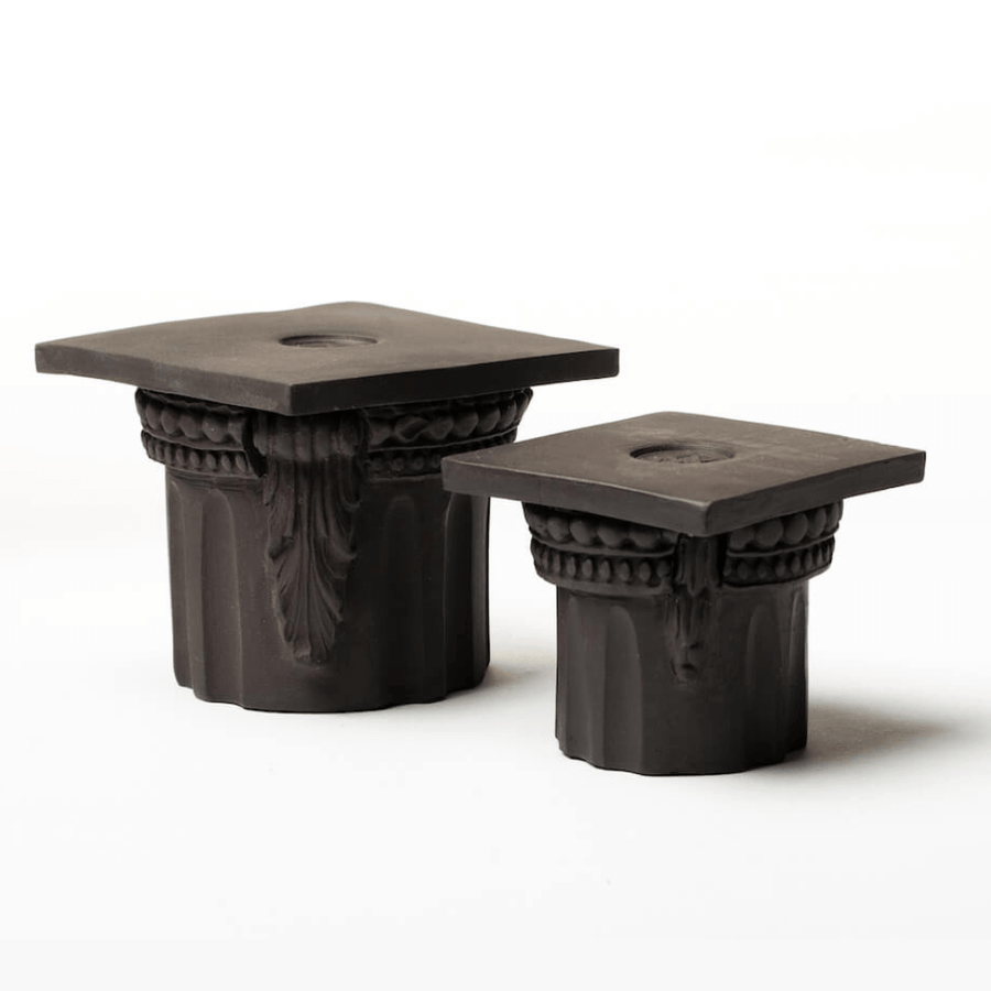 Handmade black ceramic columns