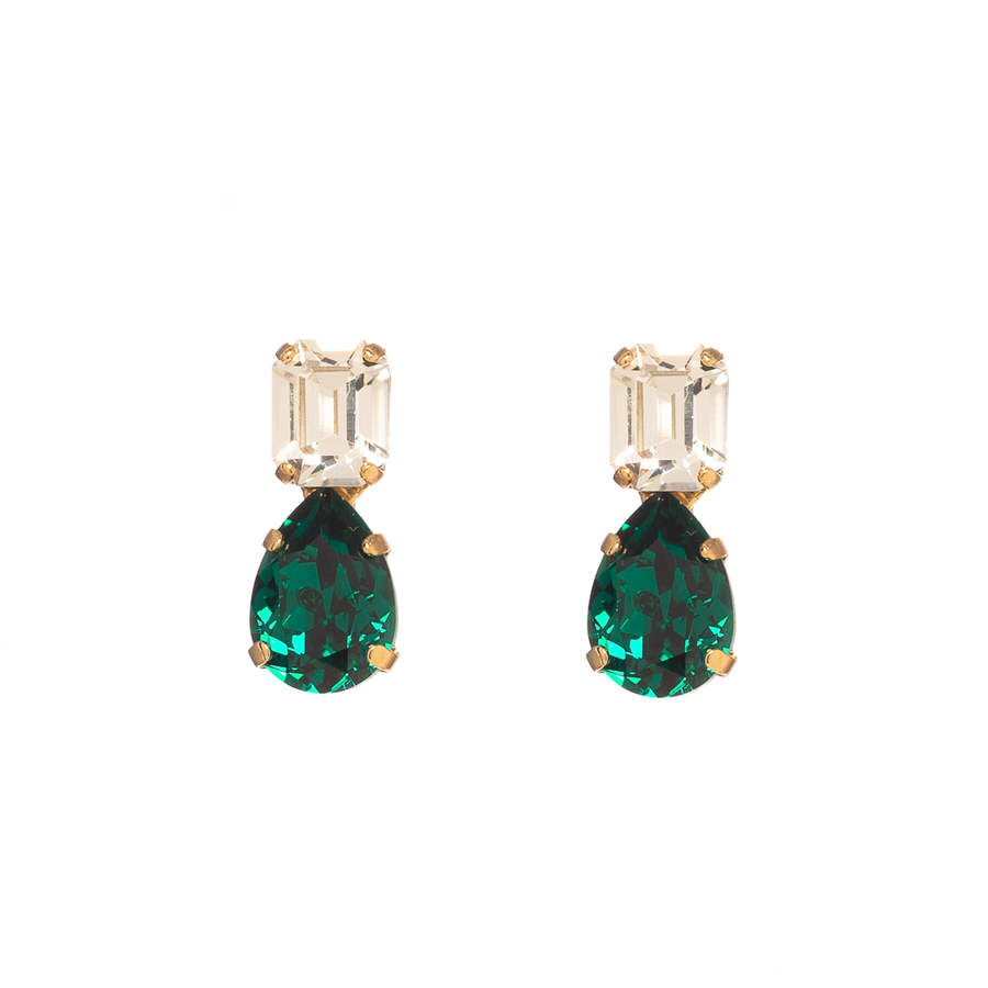 Simple Swarovski crystal earrings green made in Australia
