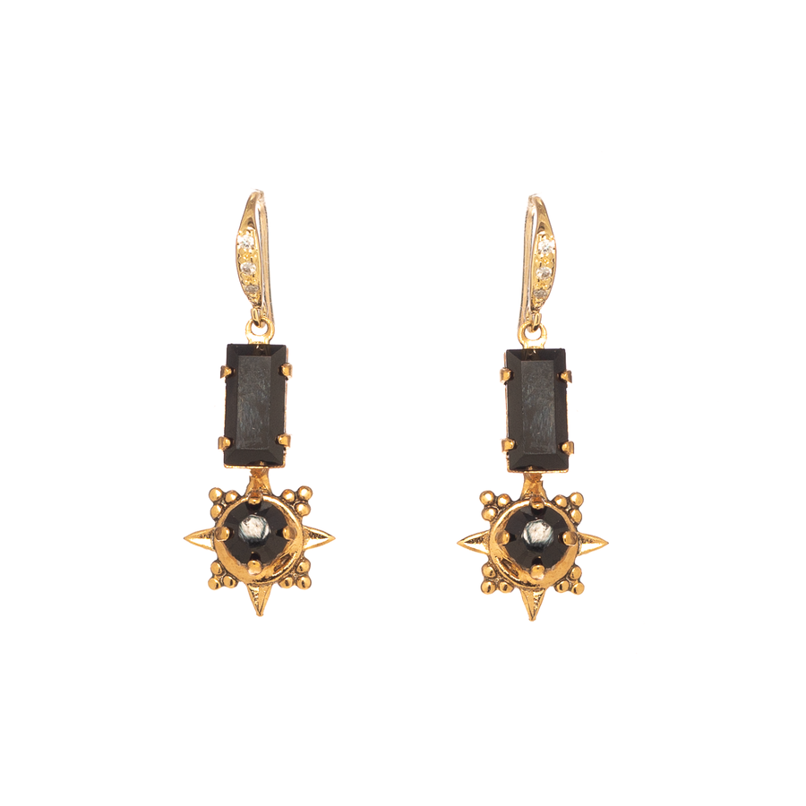 Simple black crystal earrings made in Australia