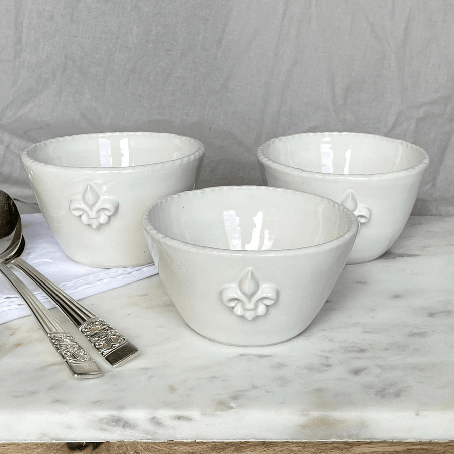 nikki witt ceramic fleur de lys bowls
