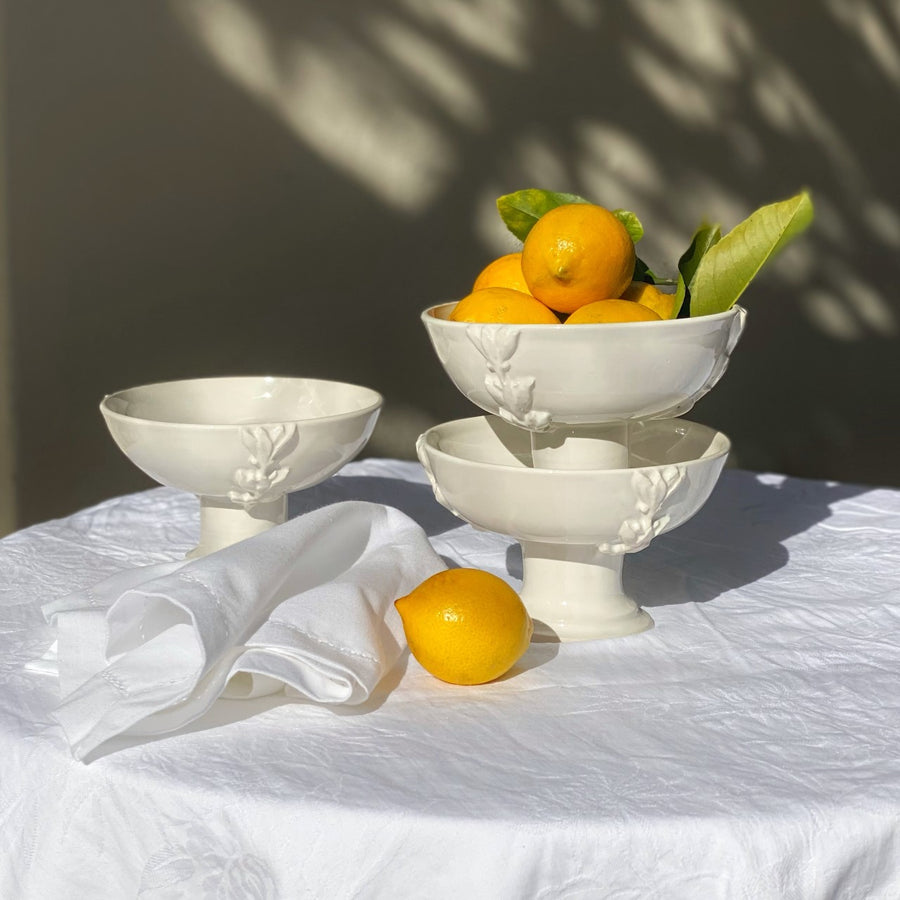 Handmade ceramic pedestal fruit bowl